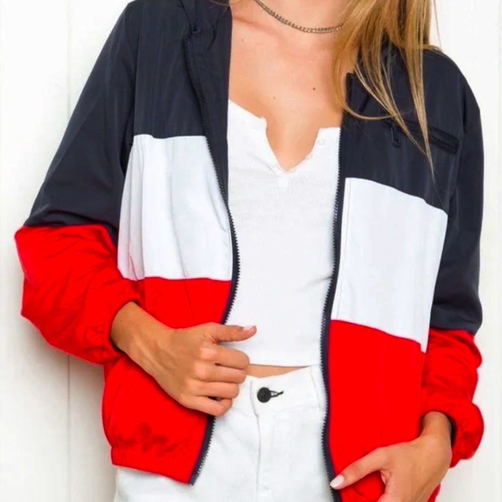 Brandy Melville Red White Blue Windbreaker